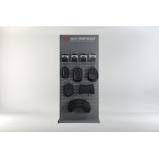 SW MOTECH SALES DISPLAY - WALL WITH EQUIPMENT TOPIC: ION TANK BAGS, TAIL BAGS AND ACCESSORIES.