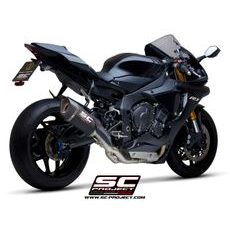 VÝFUKOVÝ SYSTÉM SC PROJECT PRO YAMAHA - YZF R1 (2015 - 2016) - R1M - SC1-R MUFFLER, TITANIUM, WITH CARBON FIBER END CAP, WITH DE-CAT LINK PIPE (MUFFLER LENGTH 350MM)