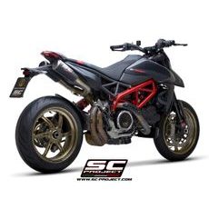 VÝFUKOVÝ SYSTÉM SC PROJECT PRO DUCATI - HYPERMOTARD 950 - RVE - SP (2021 - 2022) - EURO 5 - PAIR OF CR-T M2 MUFFLERS, CARBON FIBRE, WITH TITANIUM END CAP