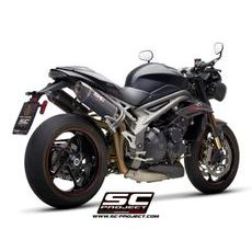 VÝFUKOVÝ SYSTÉM SC PROJECT PRO TRIUMPH - SPEED TRIPLE 1050 (2018 - 2020) - S - RS - PAIR OF OVAL MUFFLERS, CARBON FIBER, WITH CARBON FIBER END CAP