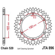 HLINÍKOVÁ ŘETĚZOVÁ ROZETA JT JTA 896-50BLK 50 ZUBŮ, 520 ČERNÁ