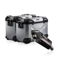 SW MOTECH TRAX ADV ALUMINIUM CASE SYSTEM AKRAPOVIC SILVER. 45/45 L. BMW R 1300 GS ADV. (24