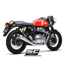 Výfukový systém SC PROJECT pro ROYAL ENFIELD - INTERCEPTOR 650 (2019 - 2022) - Pair of Conico 70s Mufflers, brushed stainless steel, with mesh on output