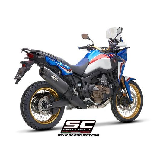 VÝFUKOVÝ SYSTÉM SC PROJECT PRO HONDA - CRF1000L AFRICA TWIN (2016 - 2019) - ADVENTURE - ADVENTURE MUFFLER, TITANIUM, MATT BLACK PAINTED, WITH CARBON FIBER END CAP