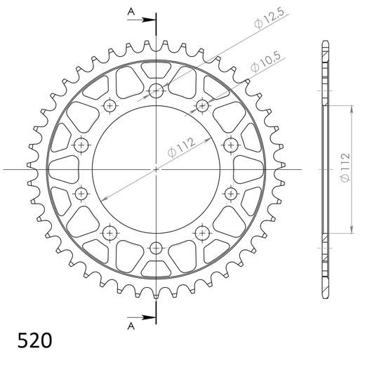 ŘETĚZOVÁ ROZETA SUPERSPROX RFE-1303:43-BLK ČERNÝ 43 ZUBŮ, 520
