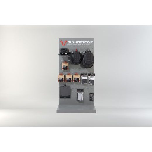 SW MOTECH SALES DISPLAY ROOM WITH MOUNTING TOPIC: PRO TANK BAGS AND ACCESSORIES.