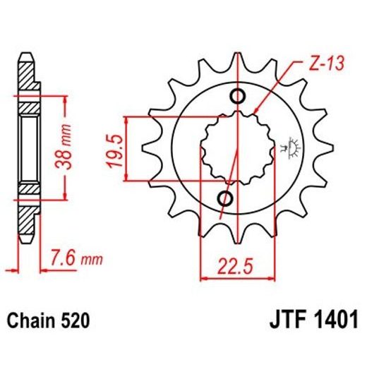 ŘETĚZOVÉ KOLEČKO JT JTF 1401-13 13 ZUBŮ, 520