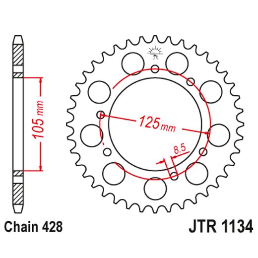 ŘETĚZOVÁ ROZETA JT JTR 1134-50ZBK 50 ZUBŮ, 428 ČERNÝ ZINEK