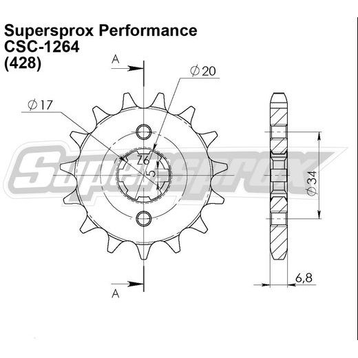 ŘETĚZOVÉ KOLEČKO SUPERSPROX CSC-1264:15.5 15 ZUBŮ, 428