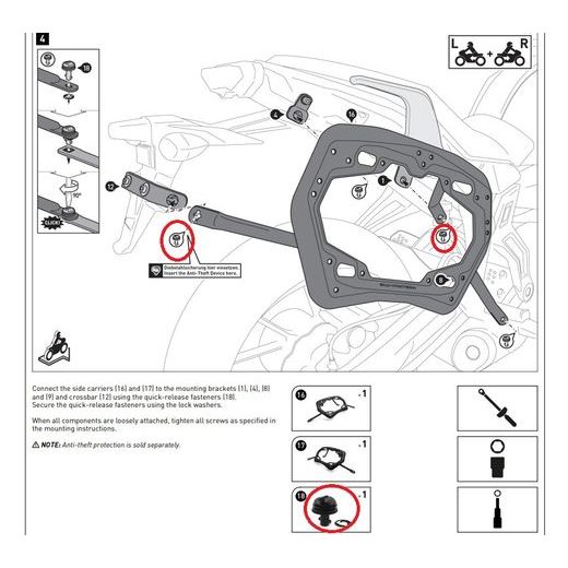 SW MOTECH BAJONETOVÝ UZÁVĚR PRO NOSIČE: TYP PRO