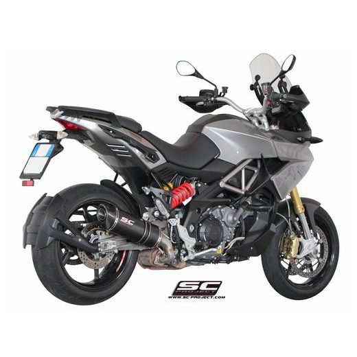 VÝFUKOVÝ SYSTÉM SC PROJECT PRO APRILIA - CAPONORD 1200 (2013 - 2016) - OVAL MUFFLER, TITANIUM, WITH CARBON FIBER END CAP