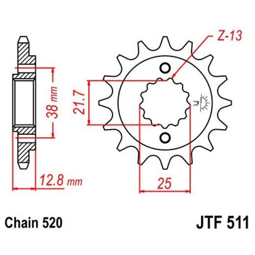 ŘETĚZOVÉ KOLEČKO JT JTF 511-16 16 ZUBŮ, 520