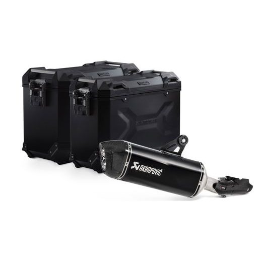 SW MOTECH TRAX ADV ALUMINUM CASE SYSTEM AKRAPOVIC BLACK. 45/37 L. BMW R 1250 GS/ADV/RALLYE