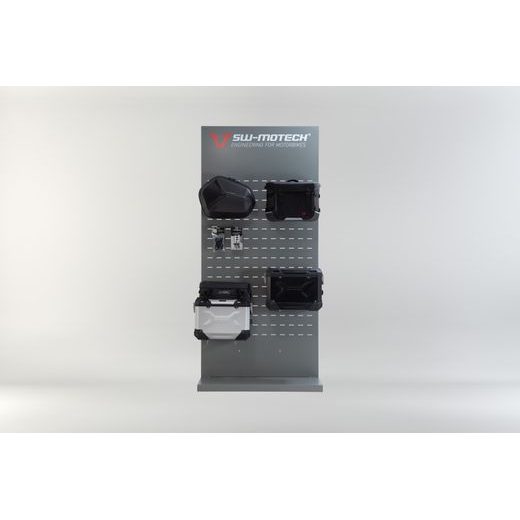 SW MOTECH SALES DISPLAY WALL WITH MOUNTING SUBJECT: PRO SIDE CARRIER PRODUCTS ACCESSORIES.