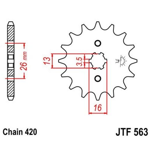 ŘETĚZOVÉ KOLEČKO JT JTF 563-16 16 ZUBŮ, 420