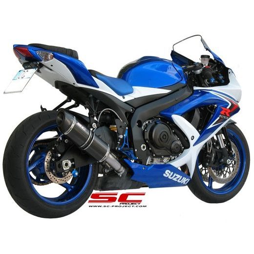 VÝFUKOVÝ SYSTÉM SC PROJECT PRO SUZUKI - GSX-R 600 - GSX-R 750 (2008 - 2010) - OVAL MUFFLER, TITANIUM, WITH CARBON FIBER END CAP