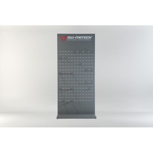 SW MOTECH SALES DISPLAY - WALL WITH EQUIPMENT THEME: WATERPROOF AND ACCESSORIES.