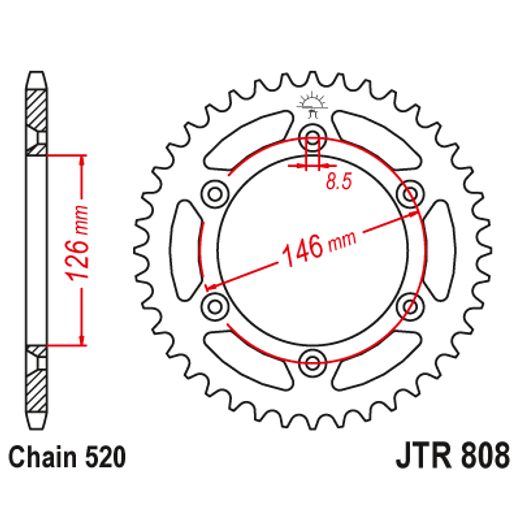 ŘETĚZOVÁ ROZETA JT JTR 808-50 50 ZUBŮ, 520