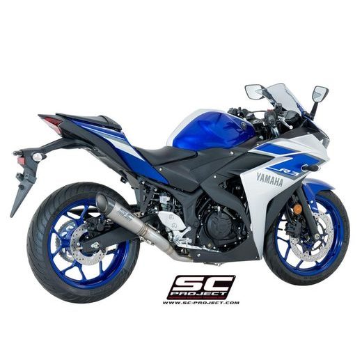 VÝFUKOVÝ SYSTÉM SC PROJECT PRO YAMAHA - YZF R3 (2015 - 2017) - FULL EXHAUST SYSTEM 2-1 WITH S1 MUFFLER, TITANIUM, WITH CARBON FIBER END CAP