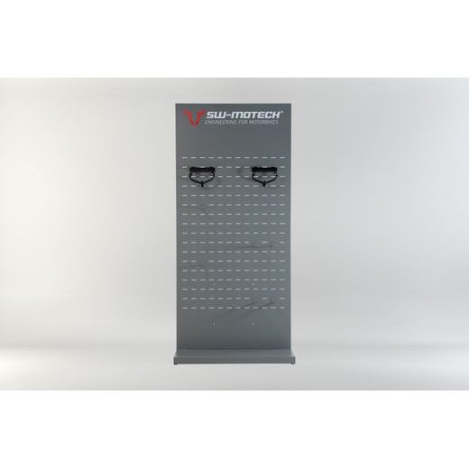 SW MOTECH SALES DISPLAY WALL WITH MOUNTING SUBJECT: SLC SIDE CARRIER PRODUCTS ACCESSORIES.