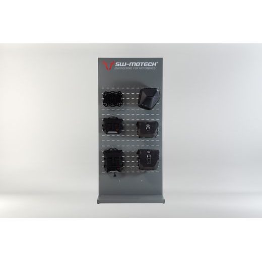 SW MOTECH SALES DISPLAY WALL WITH MOUNTING SUBJECT: SLC SIDE CARRIER PRODUCTS ACCESSORIES.