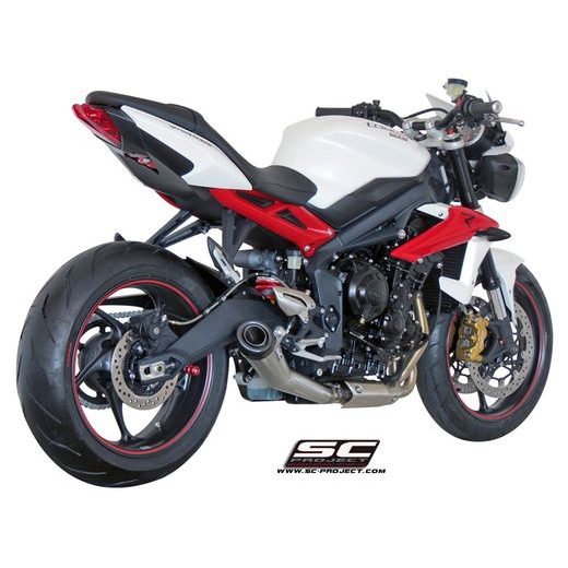 VÝFUKOVÝ SYSTÉM SC PROJECT PRO TRIUMPH - STREET TRIPLE 675 (2013 - 2016) - R - RX - CONICAL MUFFLER, BRUSHED STAINLESS STEEL, WITH CARBON FIBER END CAP