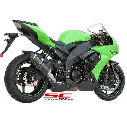 VÝFUKOVÝ SYSTÉM SC PROJECT PRO KAWASAKI - ZX-10R (2008 - 2010) - OVAL MUFFLER, TITANIUM, WITH CARBON FIBER END CAP