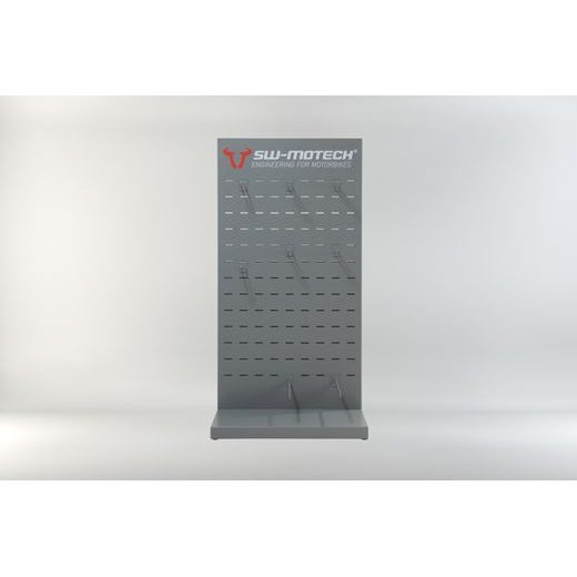 SW MOTECH SALES DISPLAY ROOM WITH MOUNTING TOPIC: PRO REAR BAGS AND ACCESSORIES.