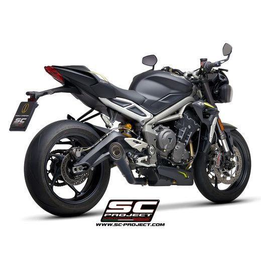 VÝFUKOVÝ SYSTÉM SC PROJECT PRO TRIUMPH - STREET TRIPLE 765 (2017 - 2019) - S - R - RS - S1 MUFFLER, TITANIUM, MATT BLACK PAINTED, WITH CARBON FIBER END CAP