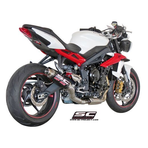 VÝFUKOVÝ SYSTÉM SC PROJECT PRO TRIUMPH - STREET TRIPLE 675 (2013 - 2016) - R - RX - GP-M2 MUFFLER, CARBON FIBER, WITH CNC MACHINED EXIT PIPE