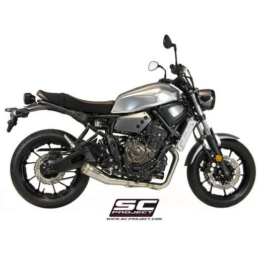 VÝFUKOVÝ SYSTÉM SC PROJECT PRO YAMAHA - MT-07 (2013 - 2016) - FULL EXHAUST SYSTEM 2-1, WITH 70S CONICAL MUFFLER, BRUSHED STAINLESS STEEL, BLACK PAINTED
