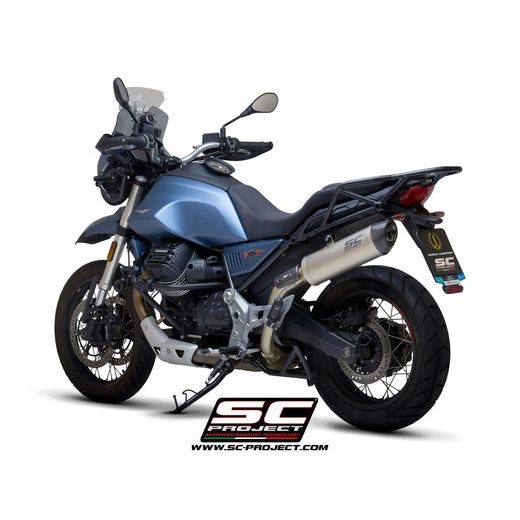 VÝFUKOVÝ SYSTÉM SC PROJECT PRO MOTO GUZZI - V85 TT (2021-2022) - OVAL MUFFLER, TITANIUM, WITH CARBON FIBER END CAP