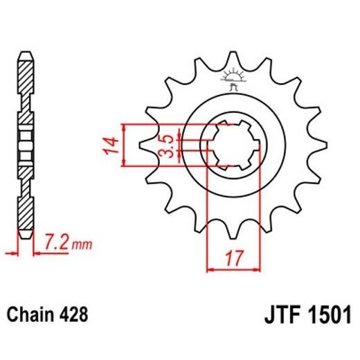 ŘETĚZOVÉ KOLEČKO JT JTF 1501-12 12 ZUBŮ, 428