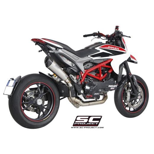 VÝFUKOVÝ SYSTÉM SC PROJECT PRO DUCATI - HYPERMOTARD - FULL EXHAUST SYSTEM 2-1, WITH CONIC MUFFLER, HIGH POSITION, TITANIUM, WITH CARBON FIBER END CAP