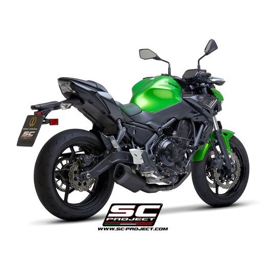 VÝFUKOVÝ SYSTÉM SC PROJECT PRO KAWASAKI - NINJA 650 (2021-2022) - FULL EXHAUST SYSTEM 2-1, WITH SC1-R GT MUFFLER, MATT BLACK PAINTED TITANIUM, WITH CARBON FIBER END CAP