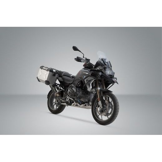 SW MOTECH TRAX ADV ALUMINUM CASE SYSTEM AKRAPOVIC SILVER. 45/37 L. BMW R 1250 GS/ADV/RALLY