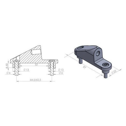 ADAPTÉR NA ZPĚTNÉ ZRCÁTKO PUIG ADAPTER WITHOUT SIDE FOR FAIRING C600S 12'-13' 9575N ČERNÝ TO FAIRING