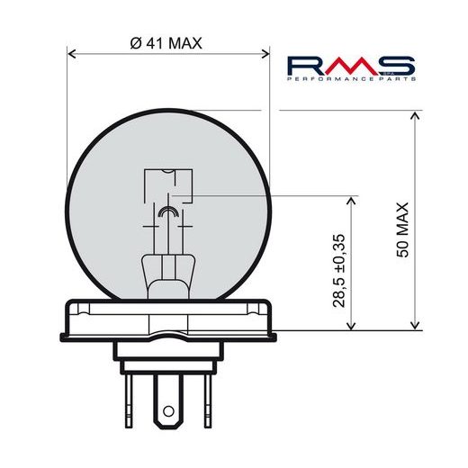 ŽÁROVKA RMS 246510105 12V 45/40W, P45T BÍLÁ