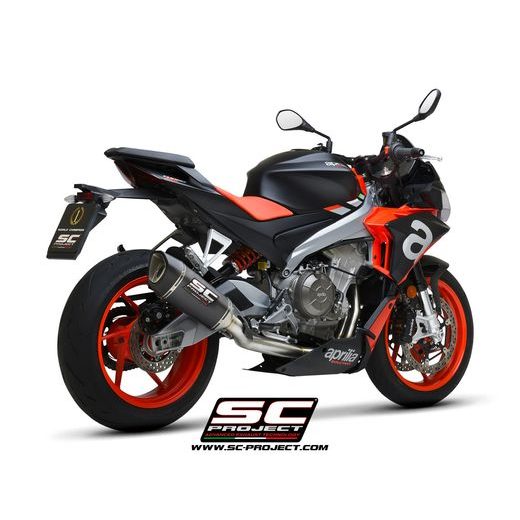 VÝFUKOVÝ SYSTÉM SC PROJECT PRO APRILIA - TUONO 660 (2021-2022) - FULL EXHAUST SYSTEM 2-1, STAINLESS STEEL AISI 304, WITH SC1-R MUFFLER, CARBON