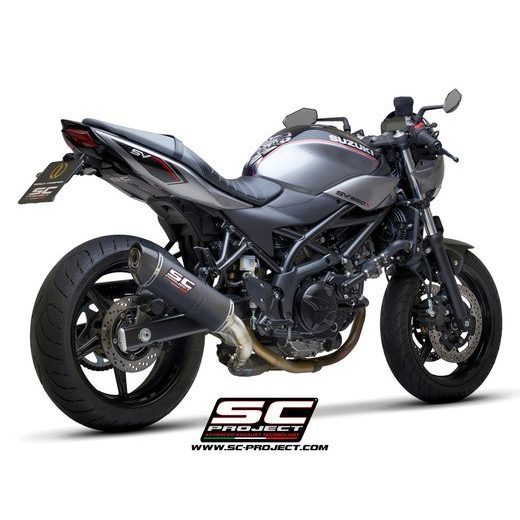 VÝFUKOVÝ SYSTÉM SC PROJECT PRO SUZUKI - SV650 (2016 - 2020) - EURO 4 - OVAL MUFFLER, TITANIUM, WITH CARBON FIBER END CAP