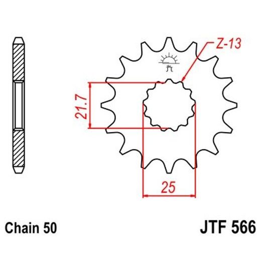 ŘETĚZOVÉ KOLEČKO JT JTF 566-15RB 15 ZUBŮ, 530 POGUMOVANÉ