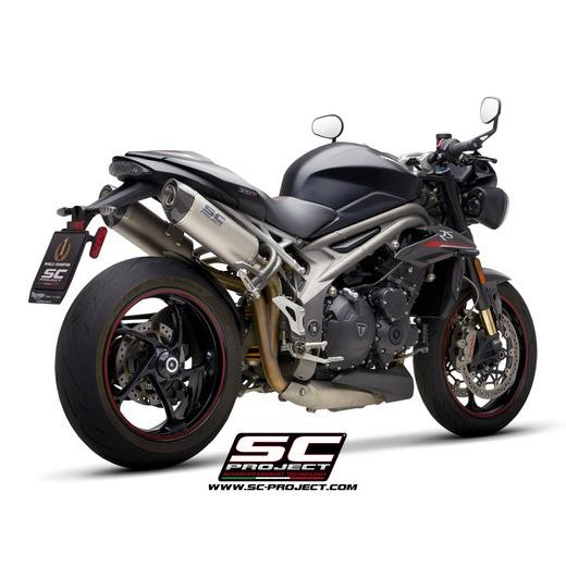 VÝFUKOVÝ SYSTÉM SC PROJECT PRO TRIUMPH - SPEED TRIPLE 1050 (2018 - 2020) - S - RS - PAIR OF OVAL MUFFLERS, TITANIUM, WITH CARBON FIBER END CAP