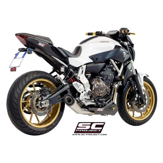 VÝFUKOVÝ SYSTÉM SC PROJECT PRO YAMAHA - MT-07 (2013 - 2016) - FULL EXHAUST SYSTEM 2-1, WITH S1 MUFFLER, BRUSHED STAINLESS STEEL, WITH CARBON FIBER END CAP