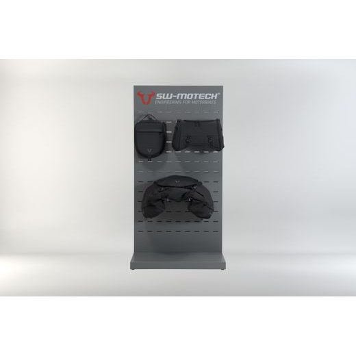 SW MOTECH SALES DISPLAY - ROOM WITH EQUIPMENT TOPIC: ION TANK BAGS, TAIL BAGS AND ACCESSORIES.