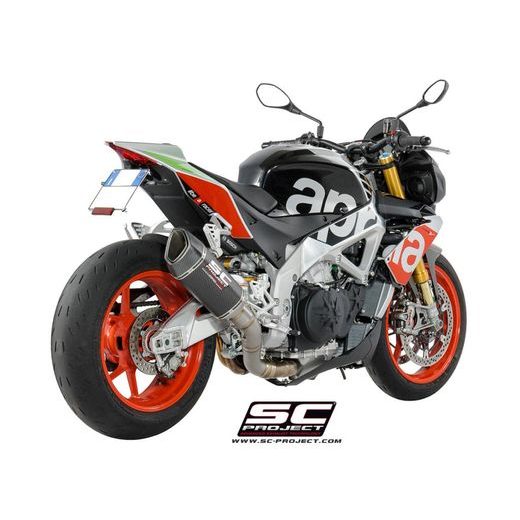 VÝFUKOVÝ SYSTÉM SC PROJECT PRO APRILIA - TUONO V4 1100 (2017 - 2020) - FACTORY - RR - SC1-R MUFFLER, TITANIUM, WITH CARBON FIBER END CAP
