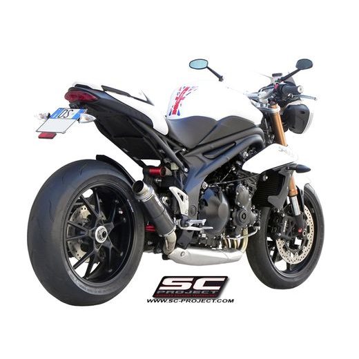 VÝFUKOVÝ SYSTÉM SC PROJECT PRO TRIUMPH - SPEED TRIPLE 1050 (2011 - 2015) - GP-M2 MUFFLER, LOW POSITION, CARBON FIBER, WITH CNC MACHINED EXIT PIPE