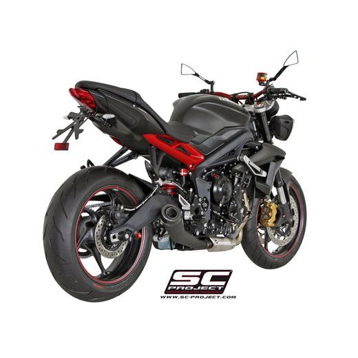 VÝFUKOVÝ SYSTÉM SC PROJECT PRO TRIUMPH - STREET TRIPLE 675 (2013 - 2016) - R - RX - CONICAL MUFFLER, MATT BLACK STEEL, WITH CARBON FIBER END CAP