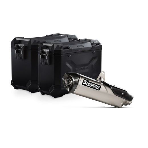 SW MOTECH TRAX ADV ALUMINUM CASE SYSTEM AKRAPOVIC BLACK. 45/37 L. TRIUMPH TIGER 900 (19-23