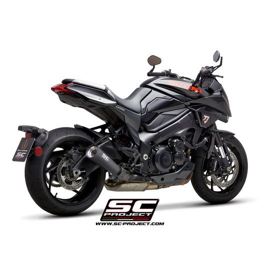 VÝFUKOVÝ SYSTÉM SC PROJECT PRO SUZUKI - KATANA (2019 - 2020) - METAL BLACK MUFFLER, STAINLESS STEEL, WITH BLACK & SILVER PAINTED CNC ALUMINUM END CAP