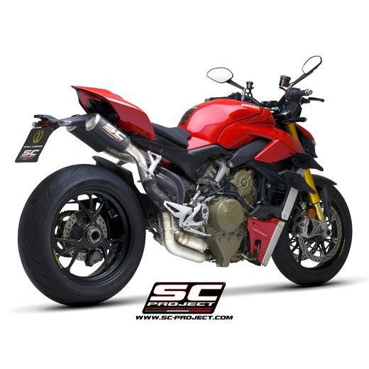 VÝFUKOVÝ SYSTÉM SC PROJECT PRO DUCATI - STREETFIGHTER V4 (2020) - HALF-SYSTEM 2-1-2 TITANIUM SYSTEM, WITH DOUBLE CR-T M2 MUFFLERS CARBON FIBER